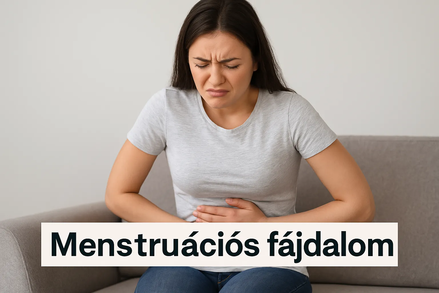 Menstruációs fájdalom - gyakori probléma sok nőnél Nő alhasi fájdalommal a menstruáció alatt