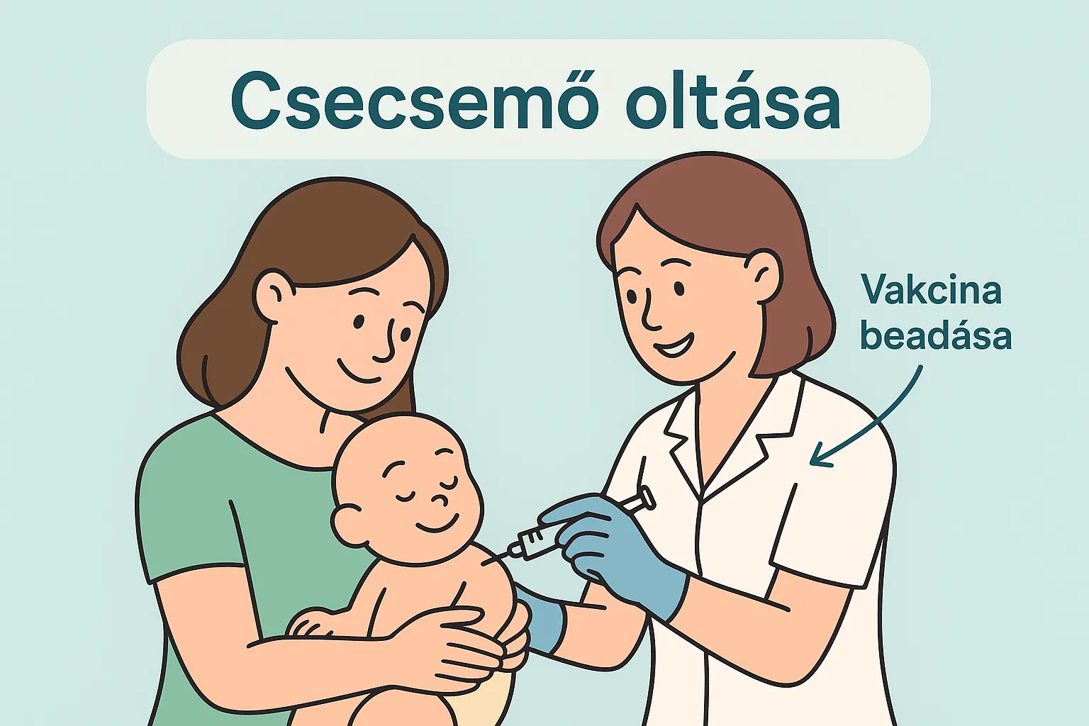 Újszülött kapja meg a Hepatitis B elleni védőoltás születési dózisát.